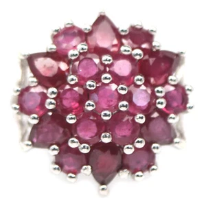 Anillo De Rubí Rojo De 925 Plata De Ley Baño De Oro Blanco 4 X 6 Mm Tamaño 9 - Imagen 1 de 4