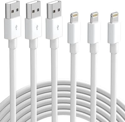 3 Pack 6Ft USB Fast Charging Cable Data Sync Transfer Compatible with iPhone - Image 1 of 4