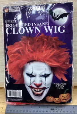 Bright Red Insane Clown Wig - Halloween Accessories - Image 1 of 2
