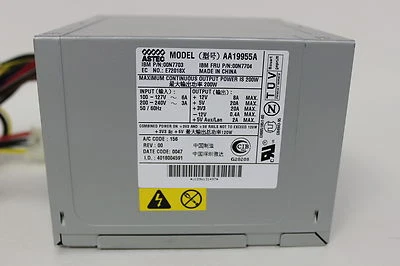 IBM 00N7704 200 WATT POWER SUPPLY 00N7703 ASTEC AA19955A  W/WARRANTY - Image 1 of 3