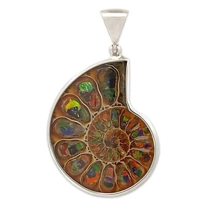 Starborn Ammolite Ammonite Inlay Pendant Necklace (22") - Picture 1 of 5