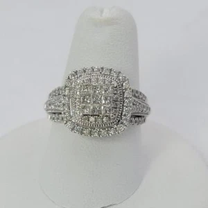 DAMEN-CLUSTER-RING 10 K WEISSGOLD 1,100 KT DIAMANT (mehr kp) (PDS033586) - Bild 1 von 11