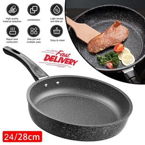 Non Stick Black Frying Pan Ceramic Marble Coated For Gas Electric Induction Hob - Picture 1 of 13