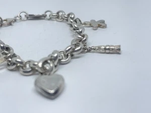 Bracciale Tiffany & Co. Elsa Peretti Argento Sterling 925 Charm Cuore Croce Fiore - Foto 1 di 17