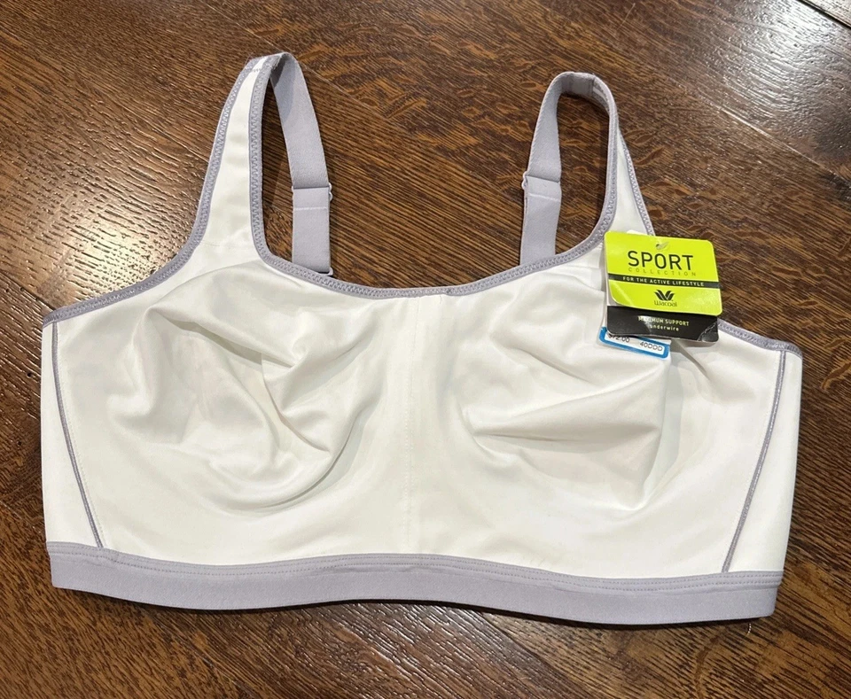 NWT! Wacoal  bra 40DDD High Impact Underwire Sports Bra style 855229 White - Image 1 of 4