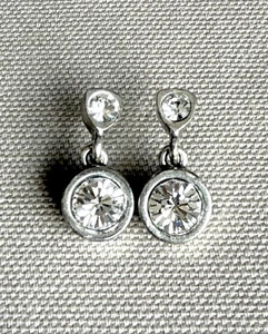 NEW Patricia Locke Silver / Crystal BOUTON Post Earrings - USA RETIRED NWT 2018 - Picture 1 of 6