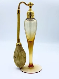 Vintage 1920s DeVilbiss Golden Amber Glass Perfume Atomizer - Picture 1 of 5