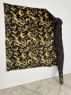 Versace Baroque Gold Black  Cotton Velvet Upholstery Fabric 1 Yard (more avail) - Image 1 of 4