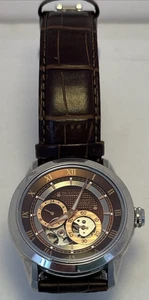 Bulova Mens Classic Sutton Automatic Skeleton Leather Watch 96A120 - Picture 1 of 6