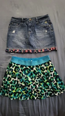 Falda corta Justice 2 piezas azul jean multicolor brillante talla 12 Foto 1 de 4