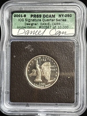 2001 S ICG PR69 DCAM - SILVER New York Quarter 25c Coin - Image 1 of 2