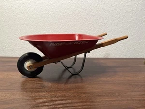RADIO FLYER RED METAL WHEEL BARROW 16" MINI REPLICA Doll Planter Floral VINTAGE - Picture 1 of 10
