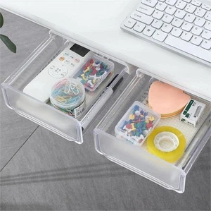 2 Pack Under Desk Drawer Organizers, Slide-Out Under Mount Storage Drawer for... - Picture 1 of 7