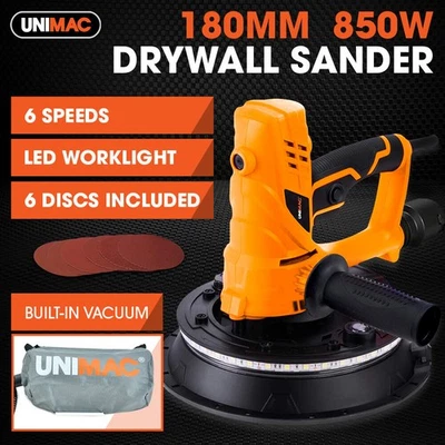 UNIMAC 180mm 850W Handheld Drywall Sander Electric Plaster Wall Vacuum Machine - image 1 of 4