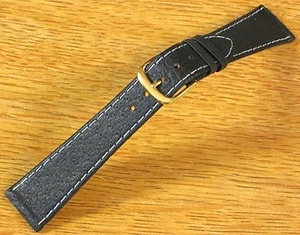Echtes Schweinsfell schwarz 19 mm Vintage Uhrenarmband Made in W.Germany 3/4 Speidel 70er - Bild 1 von 6