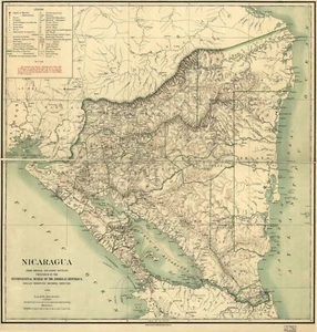 Mapa de Nicaragua 22" x 24" 1903 - Imagen 1 de 1