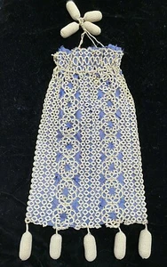 Rare Antique 1890's BEAUTIFUL Tatted Lace And Blue Silk Purse Handbag - Picture 1 of 9