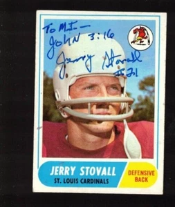 Autógrafo de Jerry Stovall (a MJ) 1968 Topps--Cardenales de San Luis - Imagen 1 de 1