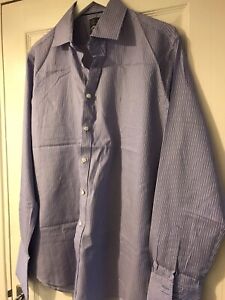 Mens M&S Man Cornflower Long Sleeve Shirt 16 1/2 42 Inches Regular Fit Non Iron
