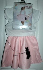 GIRLS HALLOWEEN CHILD COSTUME OUTFIT PINK POODLE SKIRT, SHIRT & SCARF L (12-14) - Picture 1 of 23