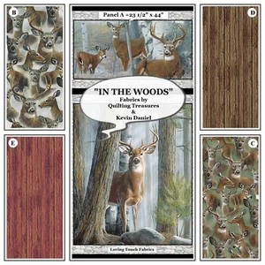 QUILTSCHÄTZE, KEVIN DANIEL, "IM WALD", HIRSCH, STOFFE - Bild 1 von 6