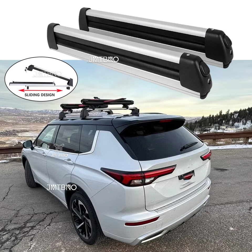 Portaequipajes de techo para esquí snowboard con bloqueo para Mitsubishi Outlander Foto 1 de 4