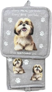 Shih Tzu Tan 3-Piece Kitchen Set - Oven Mitt, Pot Holder & Kitchen Towel Set - Picture 1 of 1