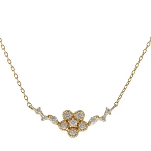 Ponte Vecchio Necklace K10 yellow gold diamond 0.08ct Flowers used - Picture 1 of 7