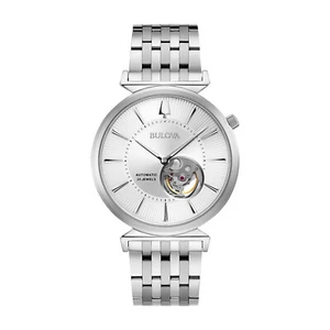 Bulova Men Automatic Classic Regatta Silver Stainless Steel Watch 40MM 96A235 - Picture 1 of 3