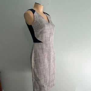 J CREW ~ V-Ausschnitt Mantel Kleid in MARINEBLAU & WEISS Tweed Karriere Anzug Gr. 0 - Bild 1 von 6