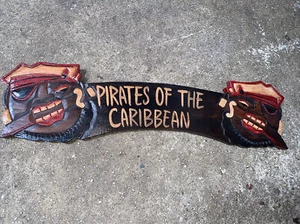 22” PIRATES OF THE CARIBBEAN TIKI BAR SIGN TROPICAL WALL ART TIKI DECOR - Picture 1 of 1