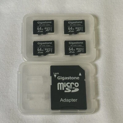 Gigastone 64GB 4-Pack Micro SD Card Full 4K HD Video, Surveillance Security, Cam - Image 1 of 4