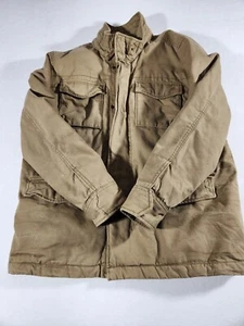 American Eagle Men’s Coat Tan Heavy Insulated Winter Cargo Jacket Pockets Large - Picture 1 of 7
