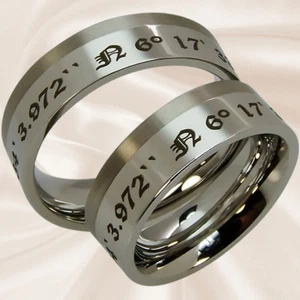 Koordinatenringe für Hochzeit Trauung Partnerschaft Ehe mit Wunschgravur - Bild 1 von 6