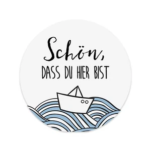 50 Sticker TAUFE Schön, dass Du hier bist Gastgeschenk Taufe Aufkleber - Picture 1 of 3
