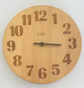 Vintage Linden Wooden Wall Clock Rare Japan Rhythm Watch C battery. Working - Picture 1 of 8