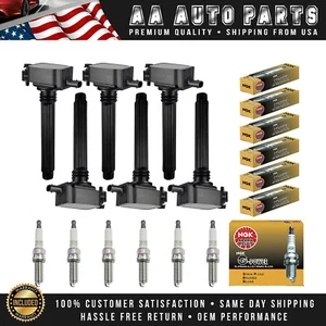 6 Ignition Coil & 6 NGK Platinum Spark Plug For Chrysler Dodge Jeep Ram UF648 - Picture 1 of 12