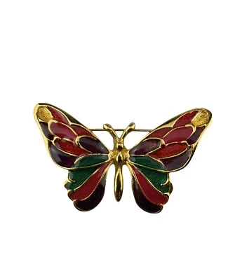 Vintage Jewelry Butterfly Brooch Multicolored Enamel. Colorful Rainbow Gift - Image 1 of 3