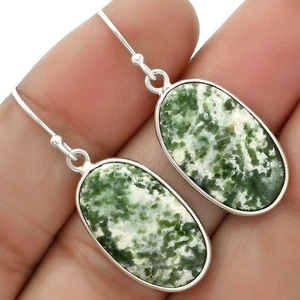 Pendientes de plata de ley 925 dioptasa natural joyería E-1001 - Imagen 1 de 5