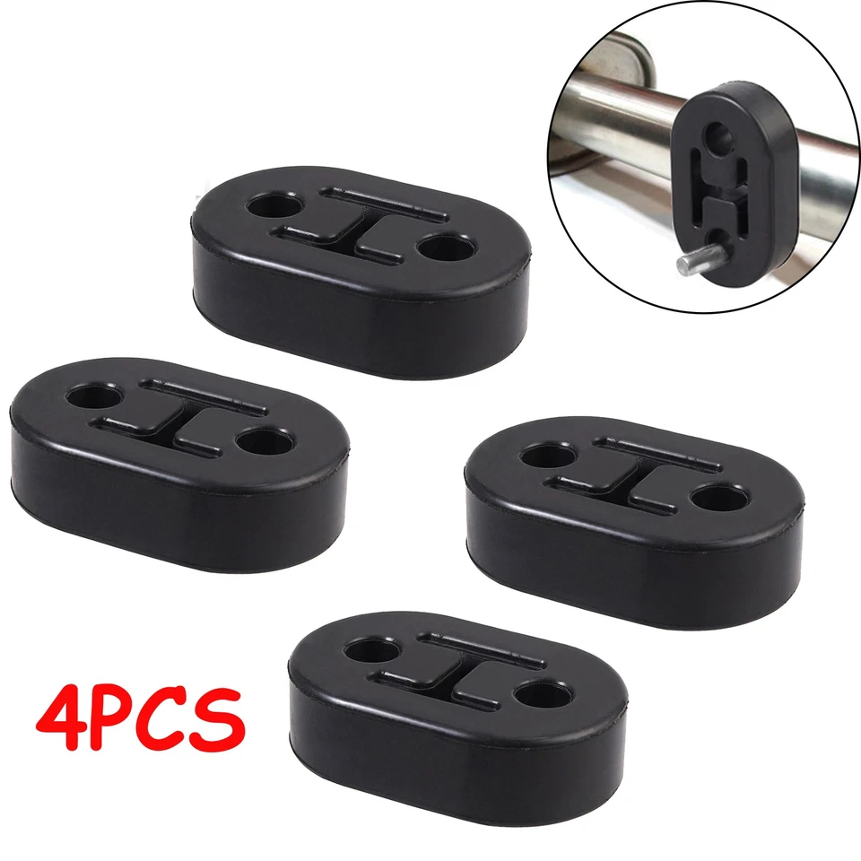 4X Soporte de goma para montaje en punta de tubo de escape de coche negro 2 orificios de repuesto Foto 1 de 4