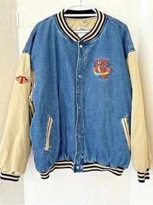 Disney Store Tigger 90's Vtg Varsity Bomber Jacket Medium Denim Embroidered XXL - Picture 1 of 6
