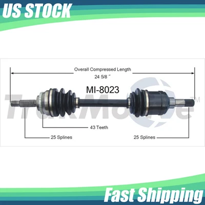 Eje delantero izquierdo CV compatible con Chrysler Sebring Dodge Avenger 1995-1998 1999 2,0 L Foto 1 de 4