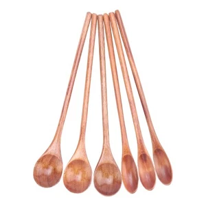 6 piezas cuchara de café de madera mango largo cuchara mezcladora de madera cucharadita de madera 1850 - Imagen 1 de 7