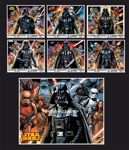 Stamps Cinema Star Wars 6 stamps + block perforated NEW 2025 year - Picture 1 of 1