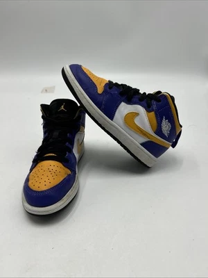 Nike Air Jordan 1 Mid Lakers TODDLER Size 13.5C Sneakers DQ8424-517 Purple Gold - Image 1 of 4