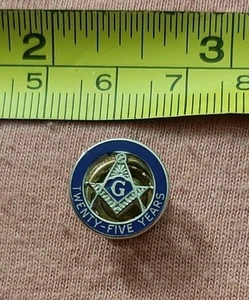 Vintage Masons Freemasons Twenty-Five 25 Years Sterling Screwback Pin Masonic - Bild 1 von 3
