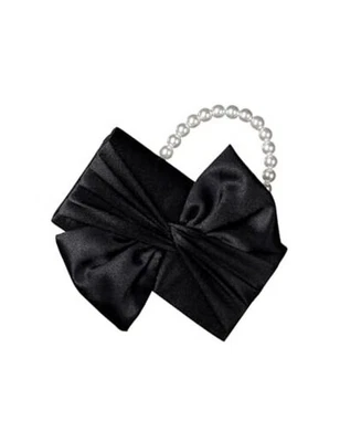  Женская атласная вечерняя сумка бант застежки сумочки официальный вечеринки один размер черный жемчуг - Изображение 1 из 4