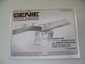 GENIE Excelerator Screw Drive Garage Door Opener Owner's Manual in VGC - Picture 1 of 5