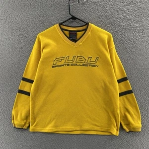 VINTAGE Fubu Sweatshirt Youth Boys Large 16-18 Yellow Fleece Hip Hop Street Y2K - Picture 1 of 13