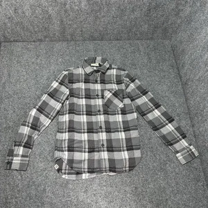 Vans Kids Gray Plaid Flannel Button Up Dress Shirt Sz Youth Small Long Sleeve - Picture 1 of 11